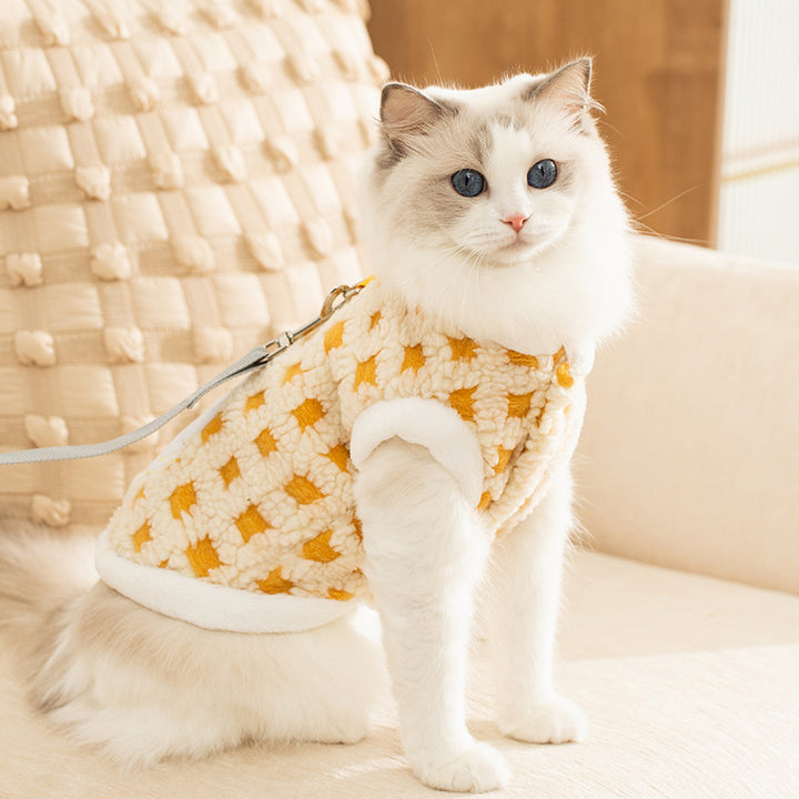 Fleece pullover with clock motif for cats and small dogs