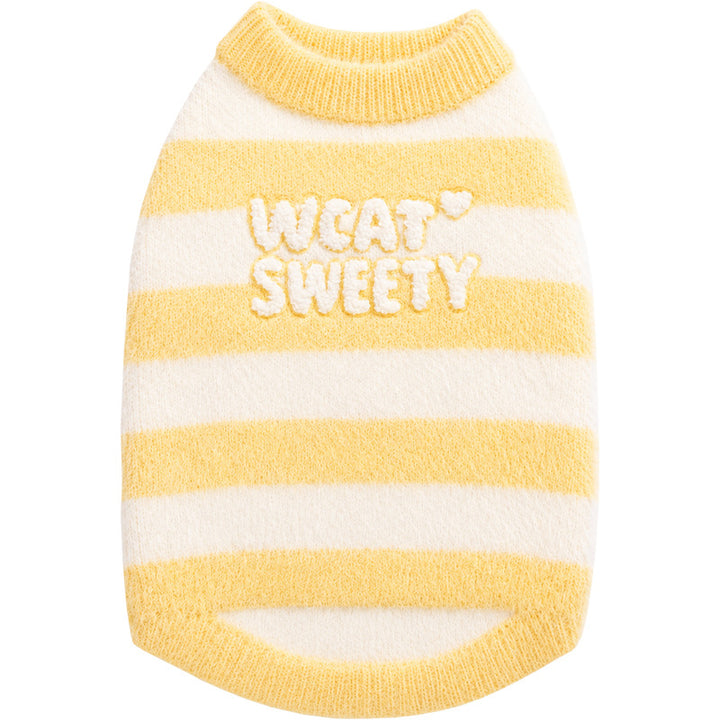 Knitted sweater for pets, two-armed, striped pattern