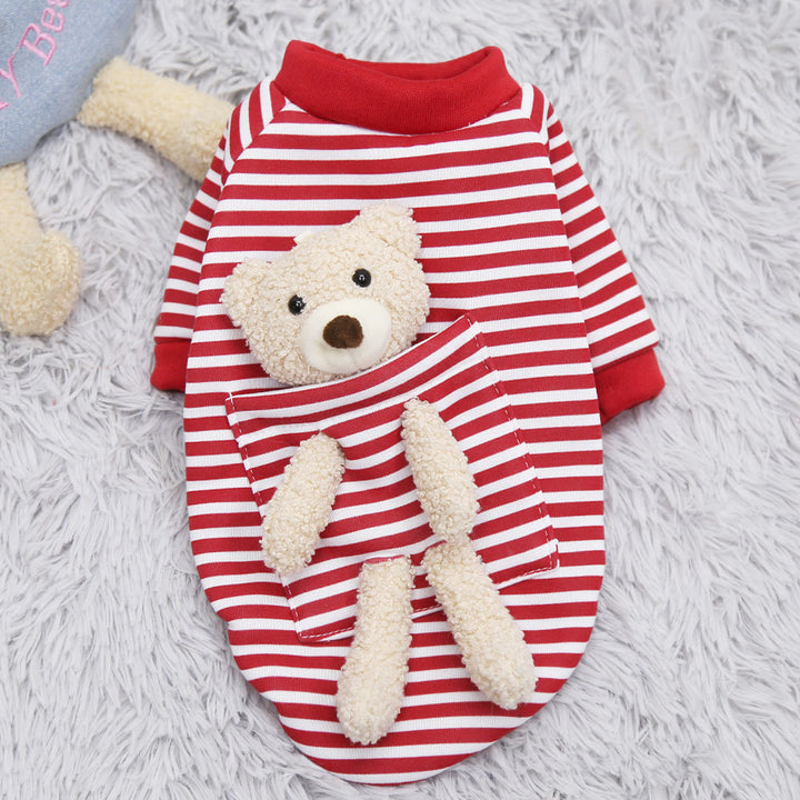 Fleece pullover for small dogs and cats with striped pattern
