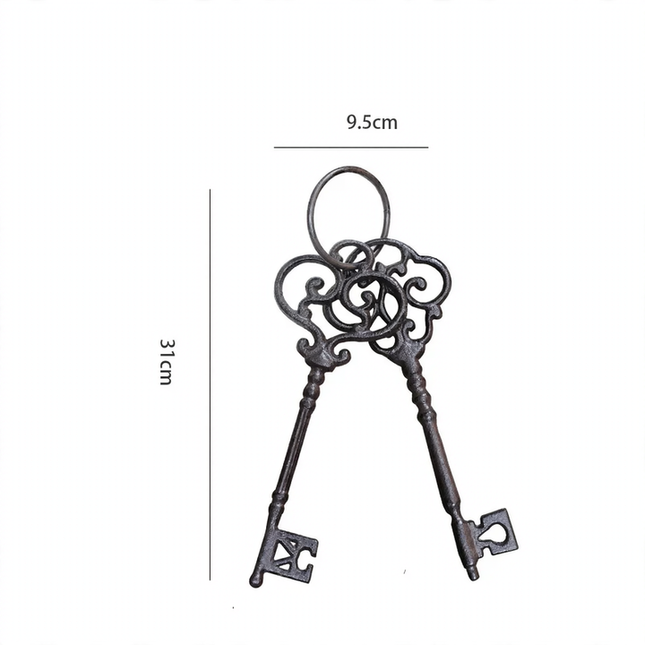 Iron wall hooks with key motifs