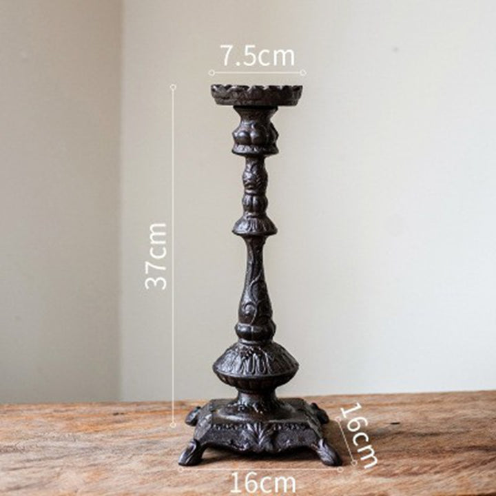 Cast Iron Candle Holder, Geometric Design