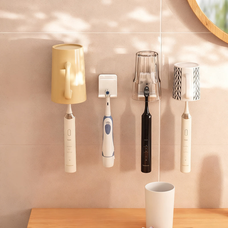 Toothbrush holder with lid, ABS, wall-mounted