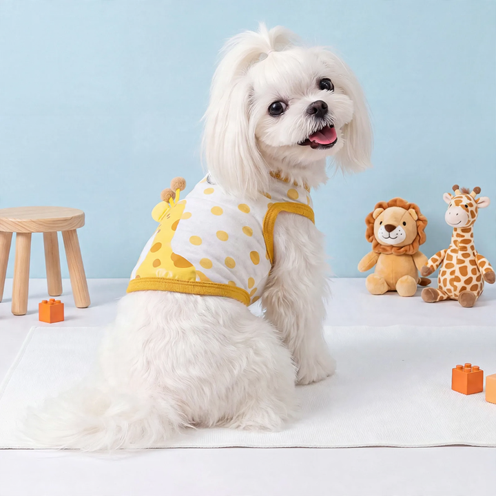 Summer Dog Shirt with Leash, Cartoon Design