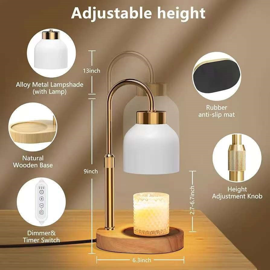 Wax melt table lamp with wooden base
