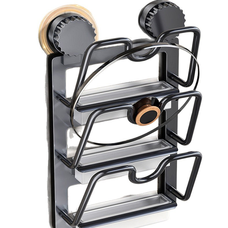 Wall shelf for pot lids with suction cup