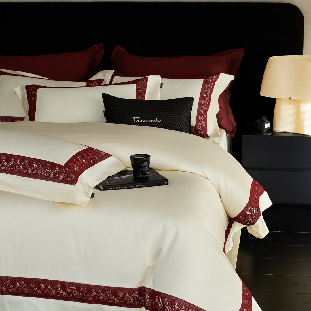 Wedding bedding made of long-staple cotton, red