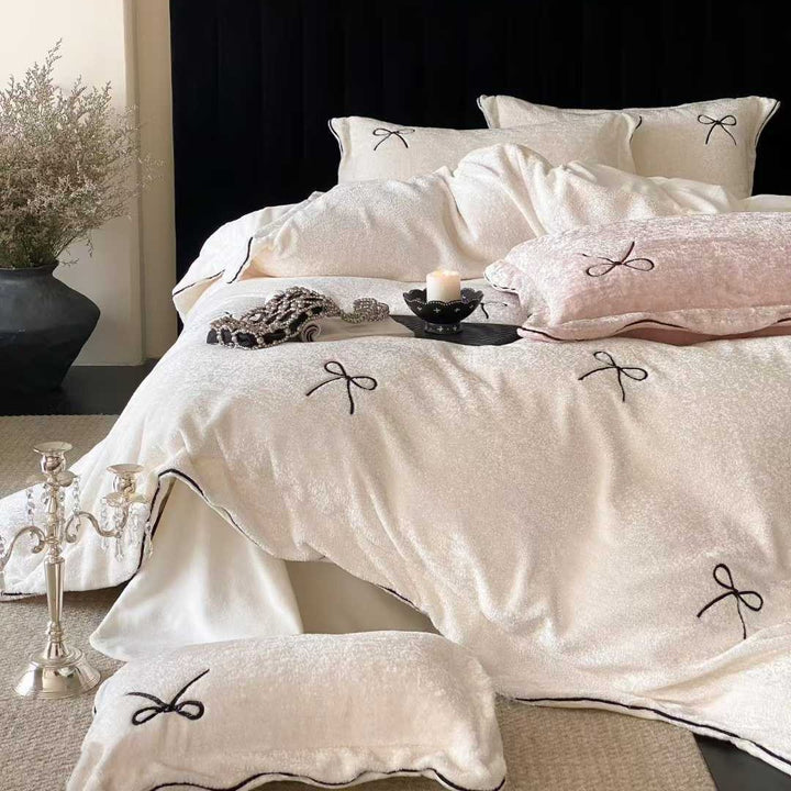 Bedding set made of milk fiber, embroidered, 4-piece