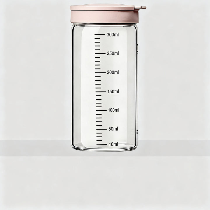 Borosilicate glass storage jar with measurement scale
