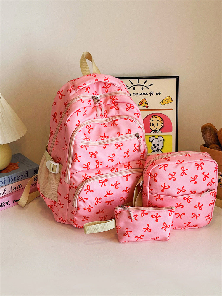 Three-piece backpack set made of nylon, large and versatile