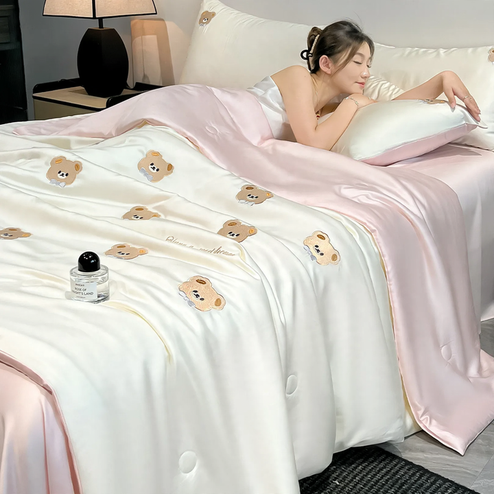 Summer-cool bedding set made of ice fiber, washable