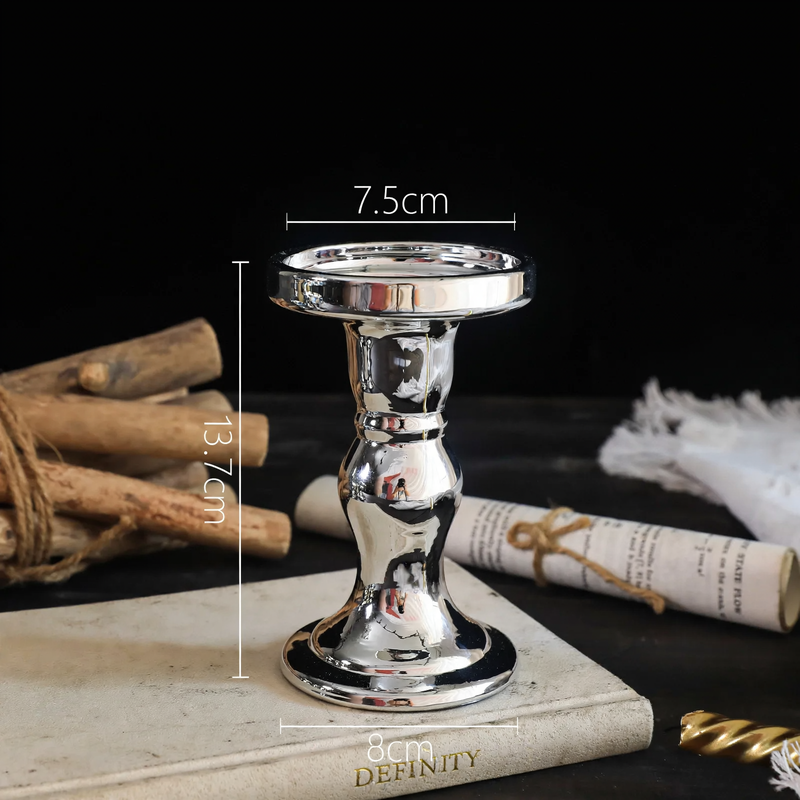 Glass candle holder, column shape, various colors