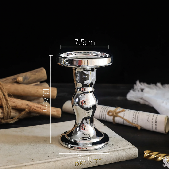 Glass candle holder, column shape, various colors