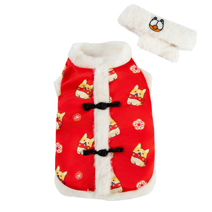 Chinese winter coat for medium dogs with scarf