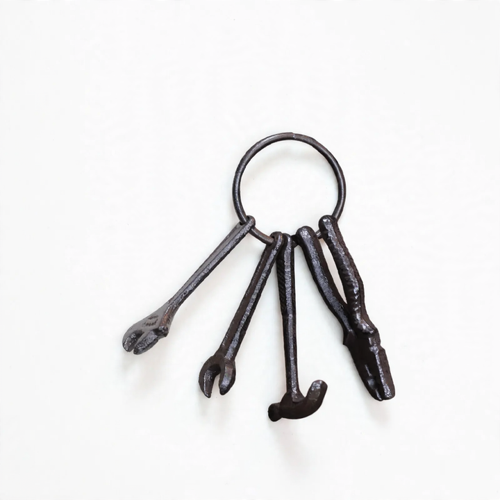 Iron wall hooks with key motifs