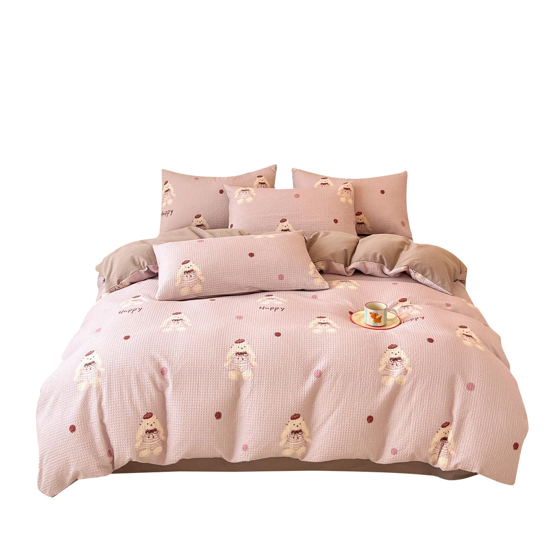 Cotton bedding set with waffle pattern, 100% cotton