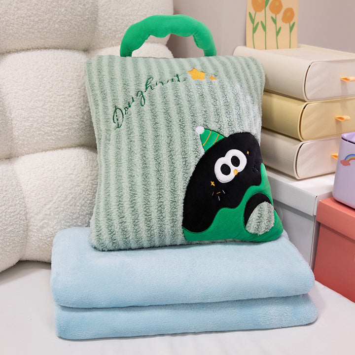 Cuddle cushion and blanket 2-in-1, striped pattern
