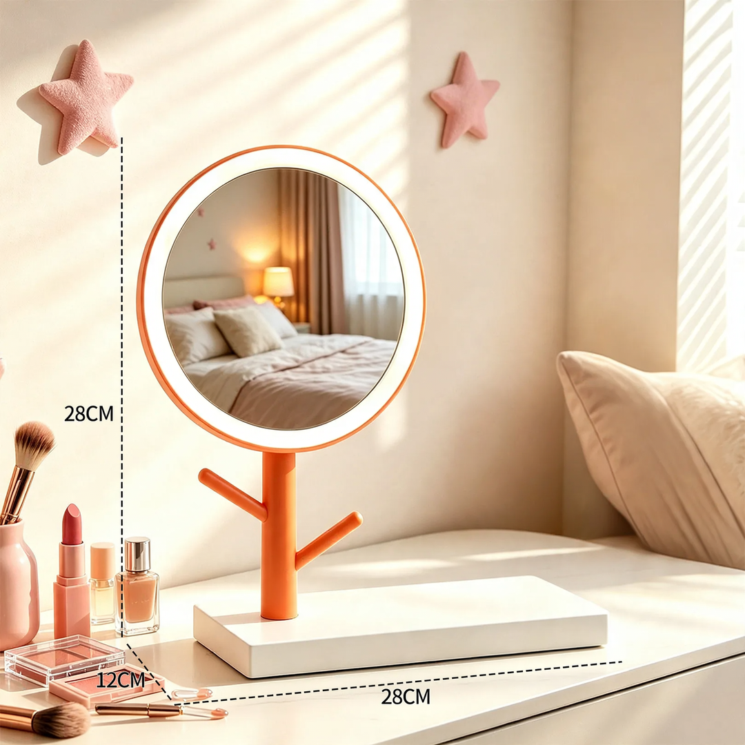 Makeup mirror with LED light and phone holder