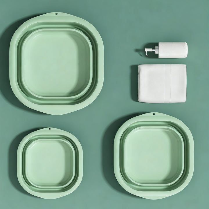 Folding plastic wash basin, portable