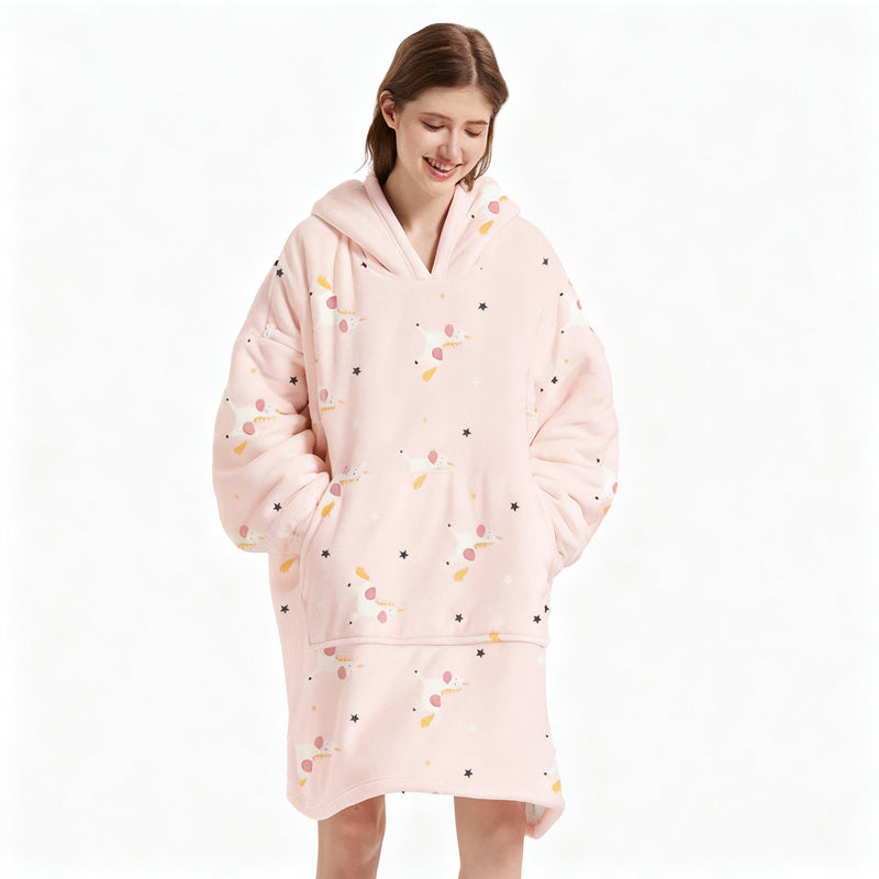 Wearable blanket with hood, Sherpa fleece