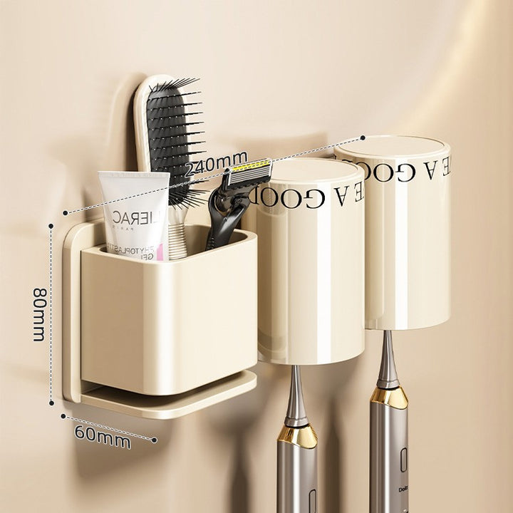 Aluminum toothbrush wall holder, hole-free