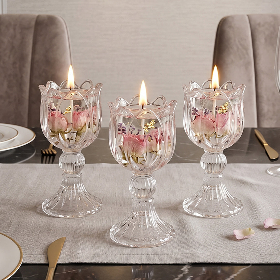 Glass Candle Holder Tulip Design, Nordic Style