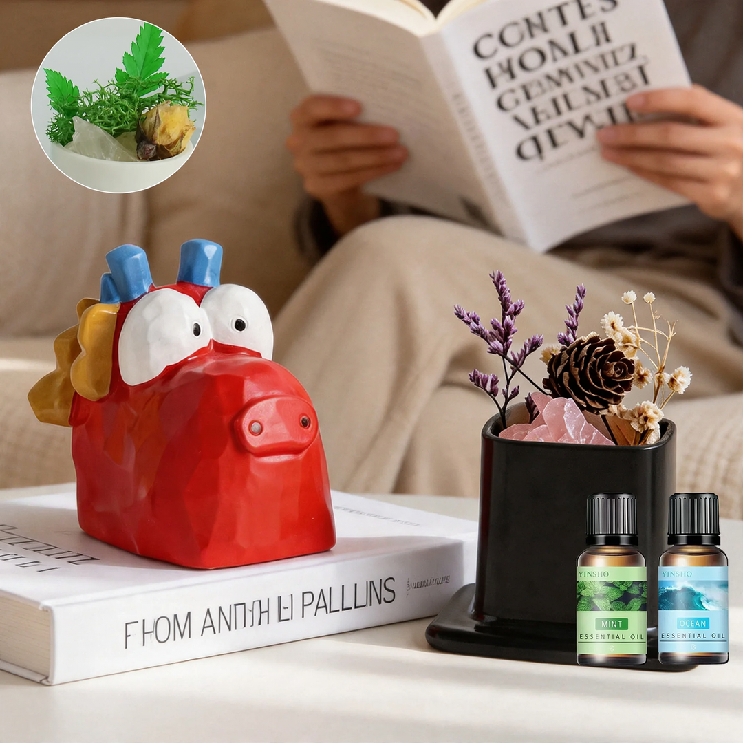 Aroma stone set with essential oils