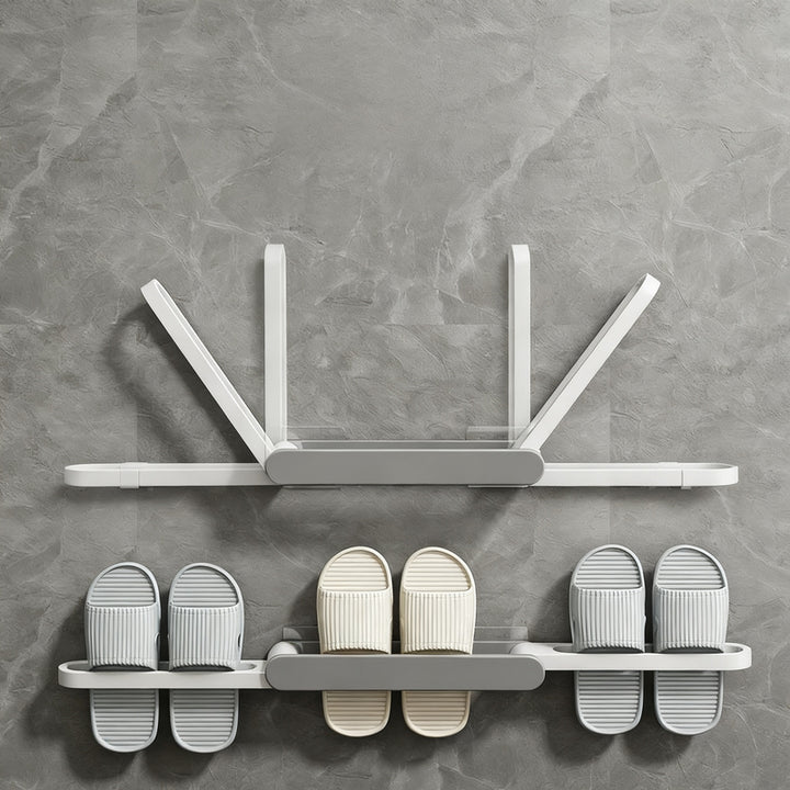 Foldable bathroom shoe rack without drilling
