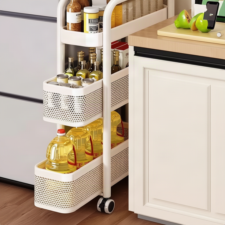 Narrow shelf for niches and gaps made of iron