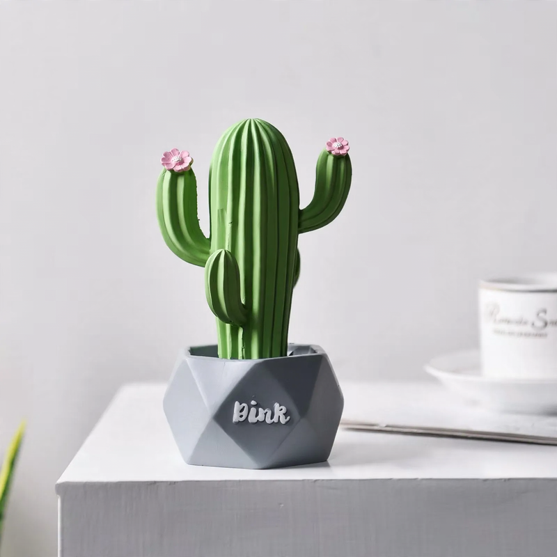 Cactus decor made of resin, painted