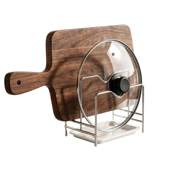 Stainless steel kitchen shelf for knives, boards, and lids
