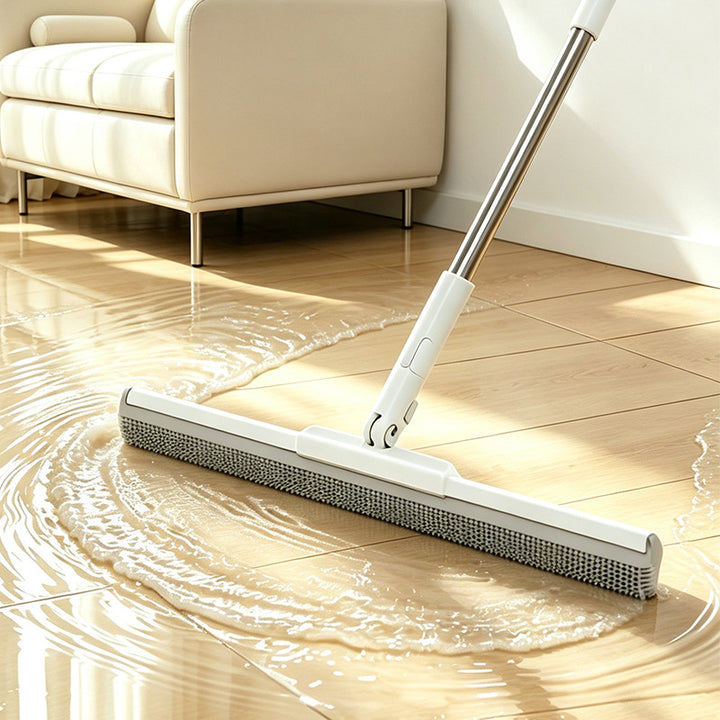 Silicone wiper broom with water squeegee