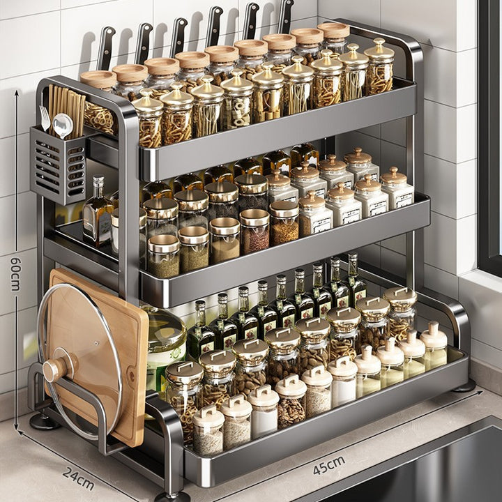 Multi-tier spice rack for the kitchen countertop
