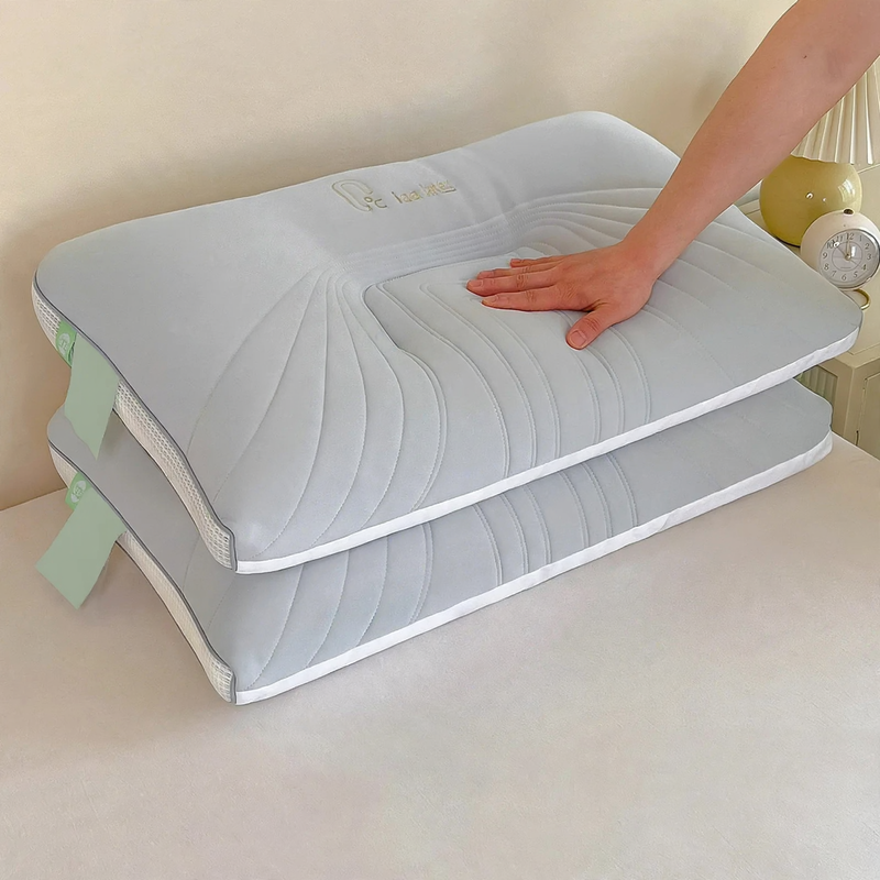 Cooling pillow with ice silk cover, ergonomic