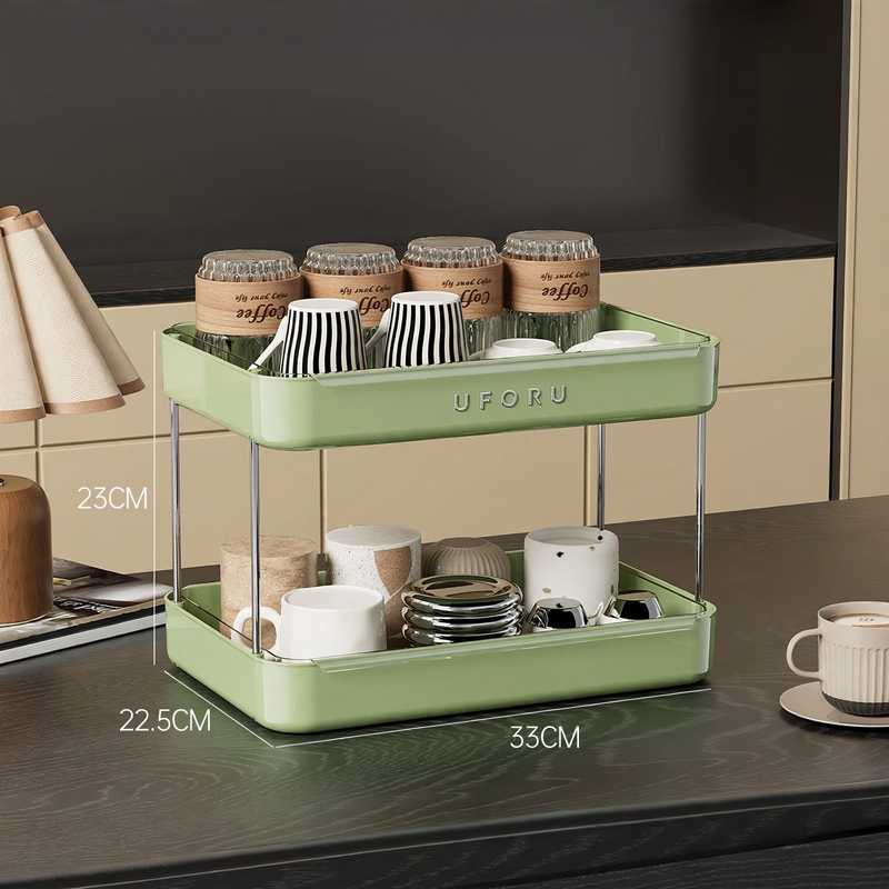 Table top for cups with drip tray, multilayer