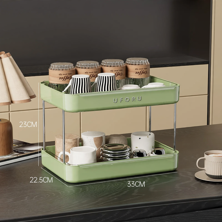 Table top for cups with drip tray, multilayer