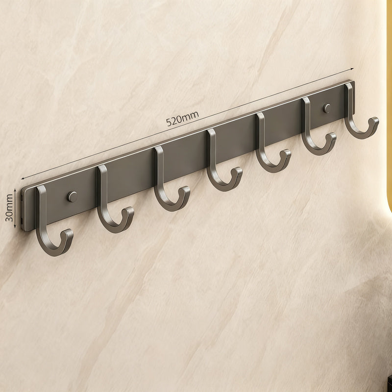 Aluminium coat hooks with adhesive fixation, 3–8 rows