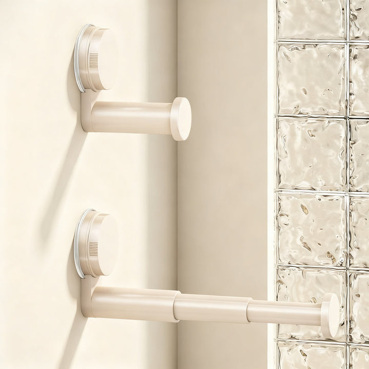 Telescopic clothes rail with suction cup