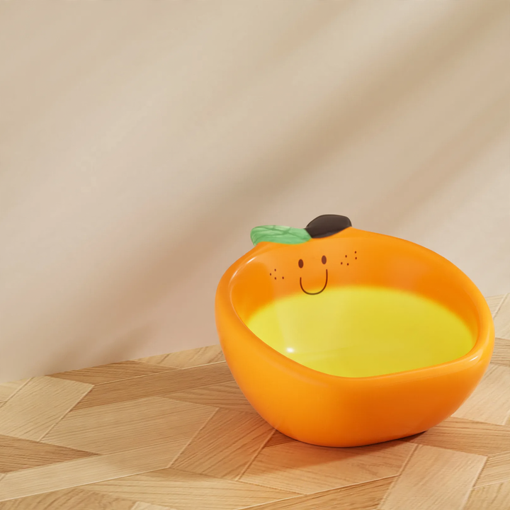 Ceramic bowl with fruit design for pets