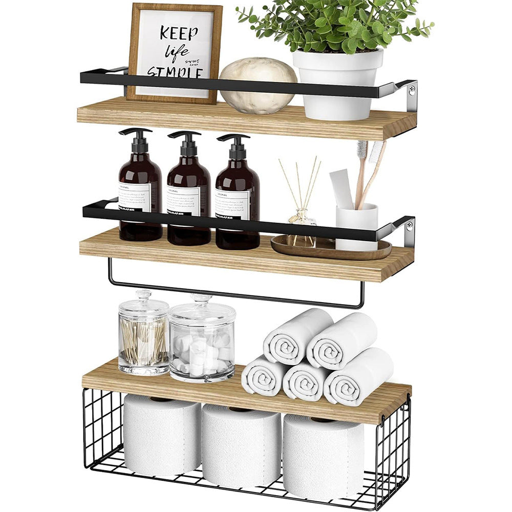 Wood wall shelf, modern design, multi-layered