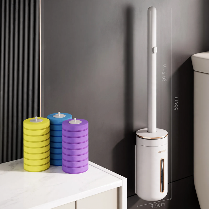 Toilet brush with interchangeable brush heads
