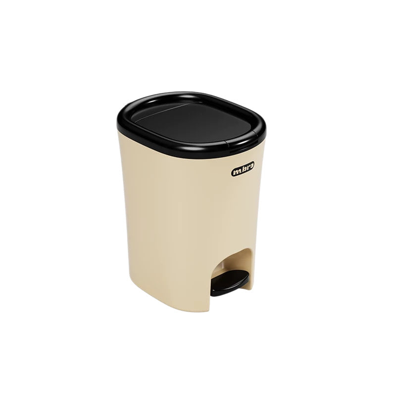 Plastic trash can with foot pedal and lid