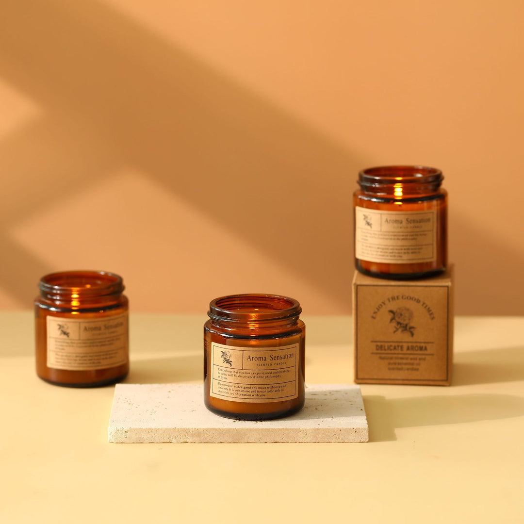 Scented candle made of soy wax in glass