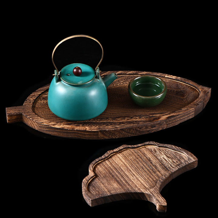 Wood serving tray, leaf shape, neochinese design