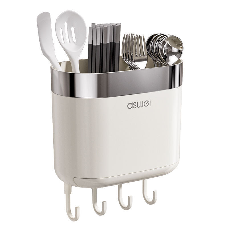 Wall-mounted chopstick holder with draining grid