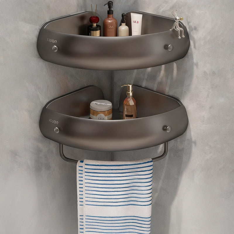 Corner shelf for bathroom, aluminum, no drilling