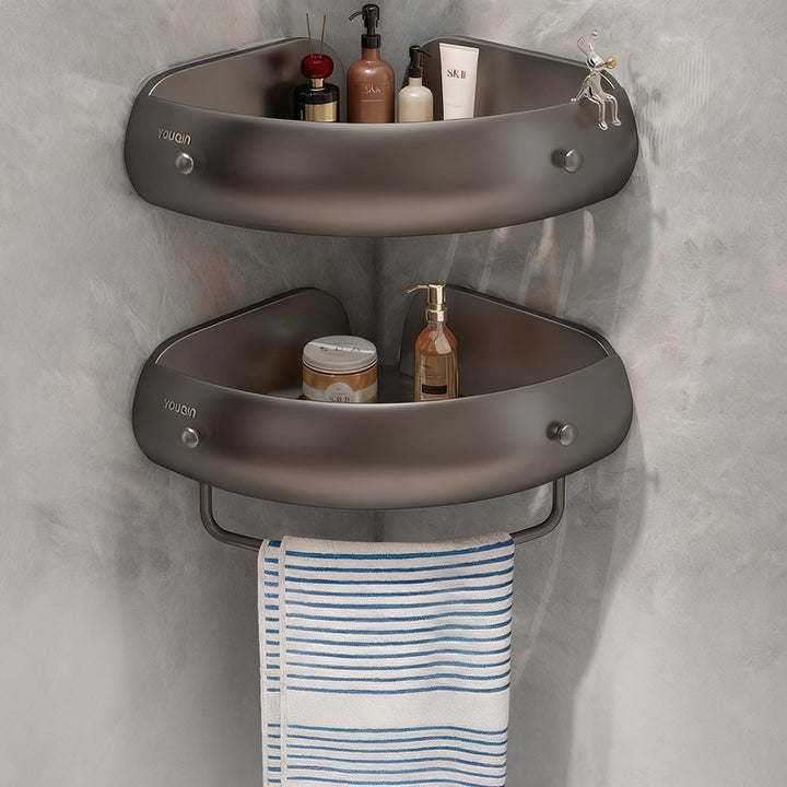 Corner shelf for bathroom, aluminum, no drilling
