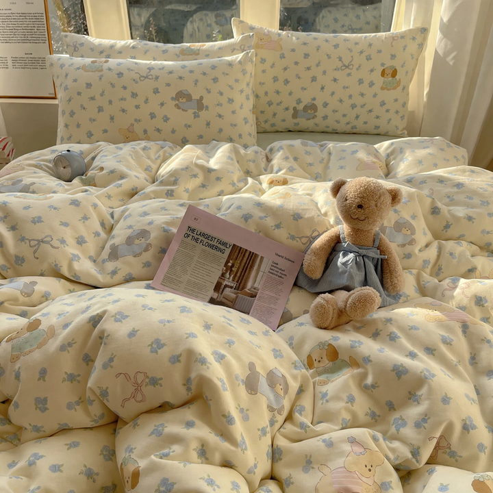 Cotton bedding set with double gauze, 4-piece