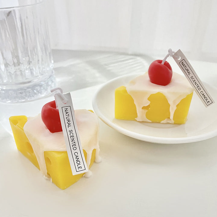 Handcrafted scented candle in cheese shape