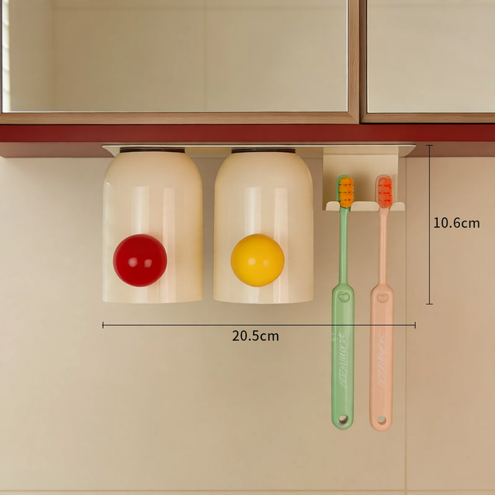 Toothbrush holder, wall mounted, no drilling