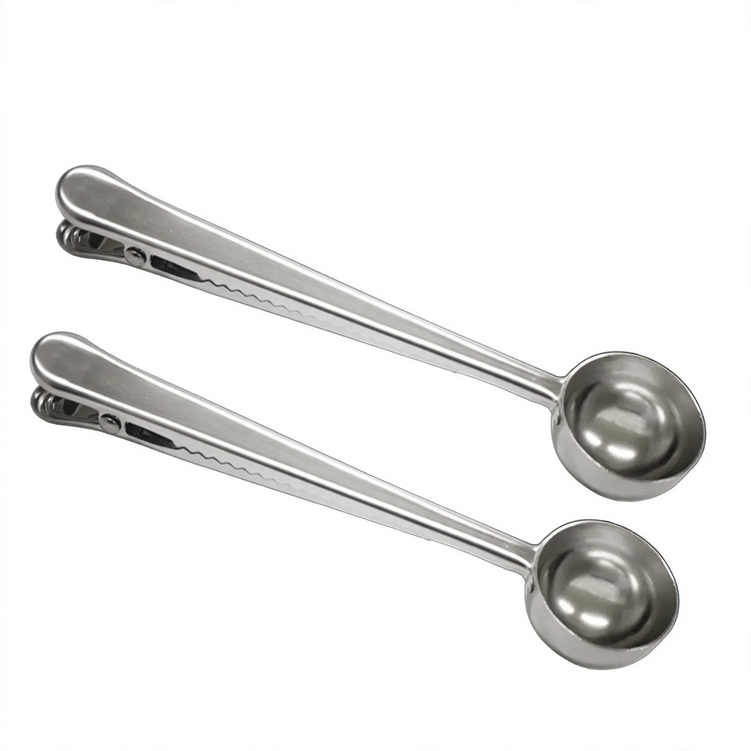 2-in-1 coffee spoon and clamp made of stainless steel
